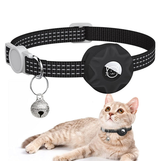 For AirTag Tracker Silicone Case Reflective Pet Cat Collar With Bell(Black) -  by buy2fix | Online Shopping UK | buy2fix