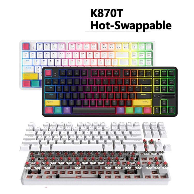 Ajazz K870T 87-Key Hot Swap Bluetooth/Wired Dual Mode RGB Backlight Office Game Mechanical Keyboard Red Shaft (Black) - Wireless Keyboard by Ajazz | Online Shopping UK | buy2fix