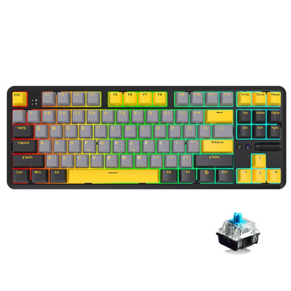 Ajazz K870T Pro 87 Keys Three Mode Wireless/Bluetooth/Wired Pluggable RGB Mechanical Keyboard Green Shaft (Black) - Wireless Keyboard by Ajazz | Online Shopping UK | buy2fix