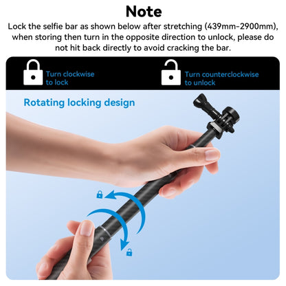 TELESIN 3M Carbon Fiber Selfie Stick Monopod  With 1/4 Screw For Action Camera - Extendable Pole by TELESIN | Online Shopping UK | buy2fix