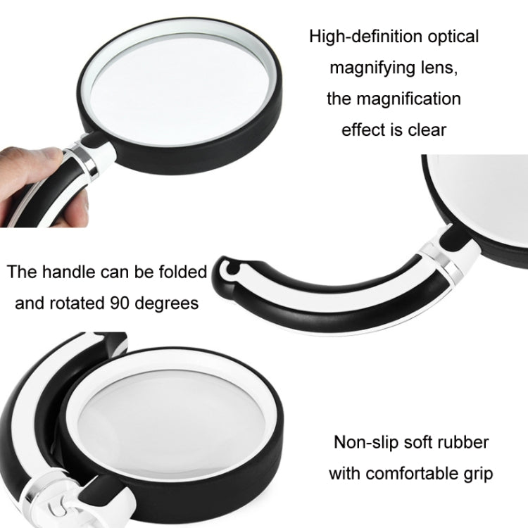 100mm Rubber Handle Folding Rotating Hand Magnifying Glass - Hand Held Style by buy2fix | Online Shopping UK | buy2fix