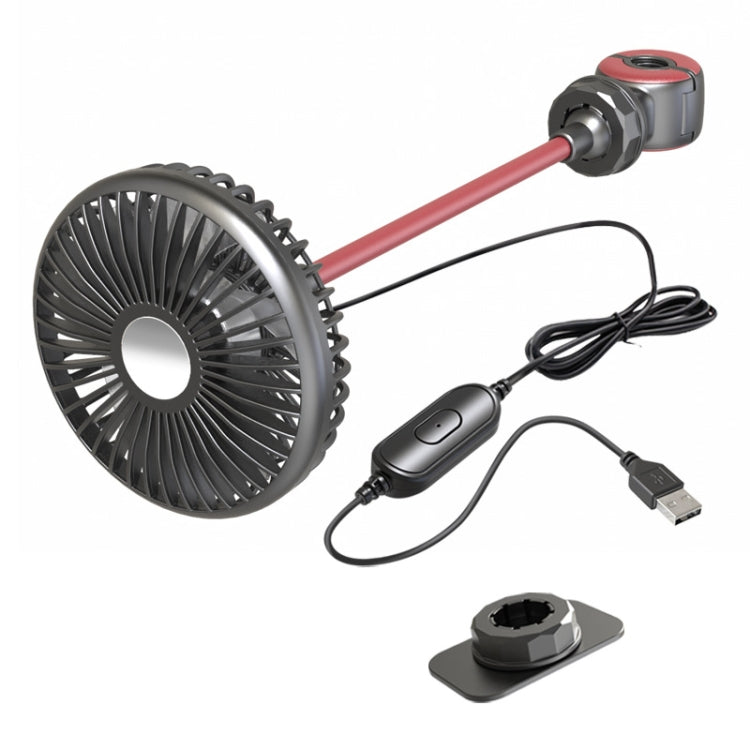 F508 Car Rear Seat USB Air Speed Adjustable Hose Fan(Black Red) - Heating & Fans by buy2fix | Online Shopping UK | buy2fix