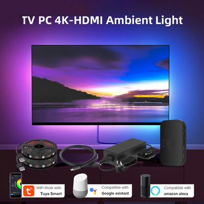 HDMI 2.0-PRO Smart Ambient TV Led Backlight Led Strip Lights Kit Work With TUYA APP Alexa Voice Google Assistant 2 x 4m(AU Plug) - Casing Waterproof Light by buy2fix | Online Shopping UK | buy2fix