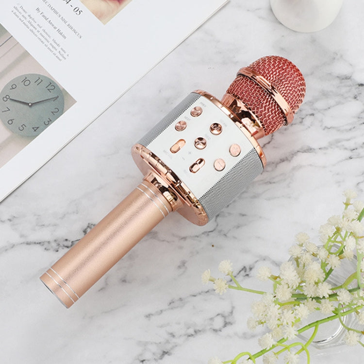 WS-858L LED Light Flashing Wireless Capacitance Microphone Comes With Audio Mobile Phone Bluetoon Live Microphone(Rose Gold) - Microphone by buy2fix | Online Shopping UK | buy2fix