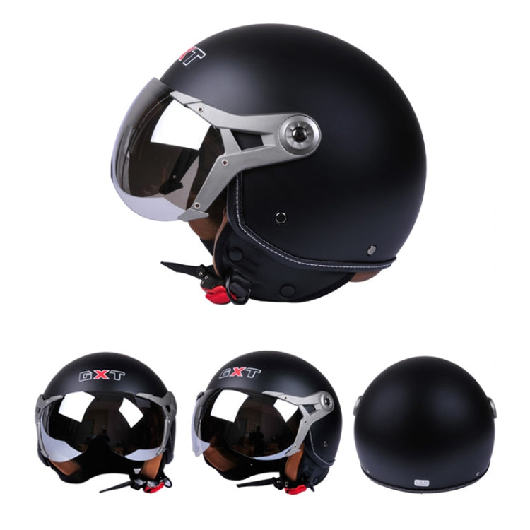 GXT Electric Vehicle Half Cover Helmet Four Seasons Retro Helmet, Size: L(Bright Black Flower) - Helmets by GXT | Online Shopping UK | buy2fix