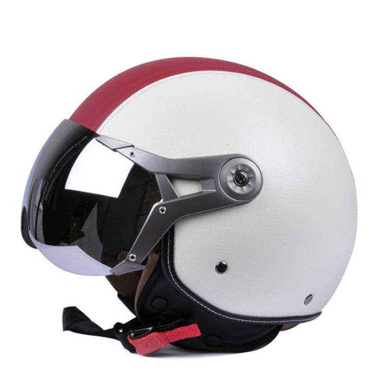 GXT Electric Vehicle Half Cover Four Seasons Retro Helmet, Size: L(White Red) - Helmets by GXT | Online Shopping UK | buy2fix