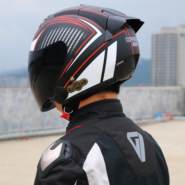 KUQIBAO Motorcycle Smart Bluetooth Sun Protection Double Lens Safety Helmet, Size: M(White) - Helmets by KUQIBAO | Online Shopping UK | buy2fix