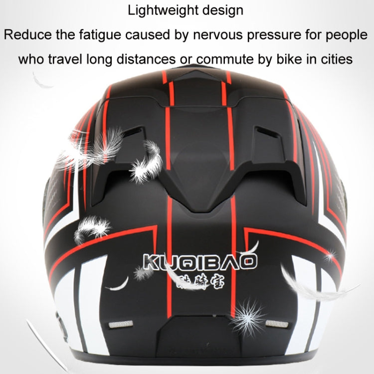 KUQIBAO Motorcycle Smart Bluetooth Sun Protection Double Lens Safety Helmet, Size: XXL(Bright Black Phantom Fiber+Black Tail) - Helmets by KUQIBAO | Online Shopping UK | buy2fix