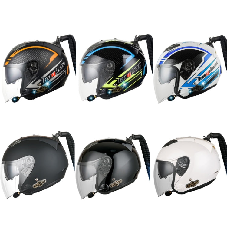 KUQIBAO Motorcycle Bluetooth Headset Double Lens Helmet With Braid, Size: L(White Phantom Fiber) - Helmets by KUQIBAO | Online Shopping UK | buy2fix