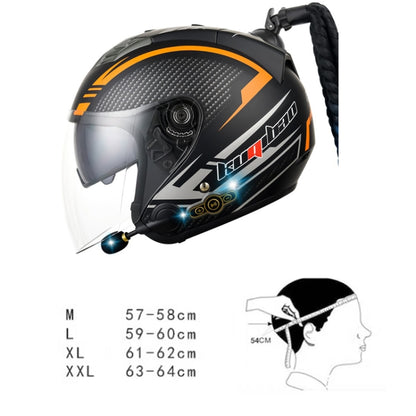 KUQIBAO Motorcycle Bluetooth Headset Double Lens Helmet With Braid, Size: L(White) - Helmets by KUQIBAO | Online Shopping UK | buy2fix