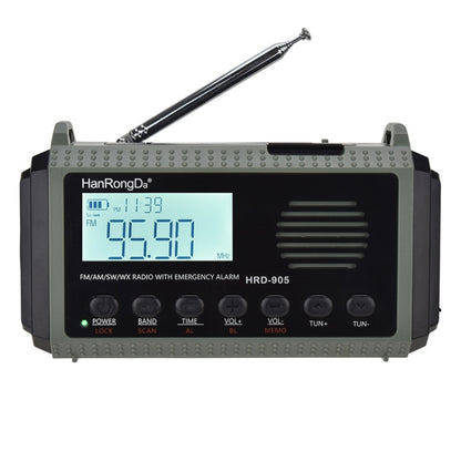 HanRongda HRD-905 Solar Charging LED Lighting Generation Disaster Prevention Emergency Full Band Radio(Army Green) - Radio Player by HanRongda | Online Shopping UK | buy2fix