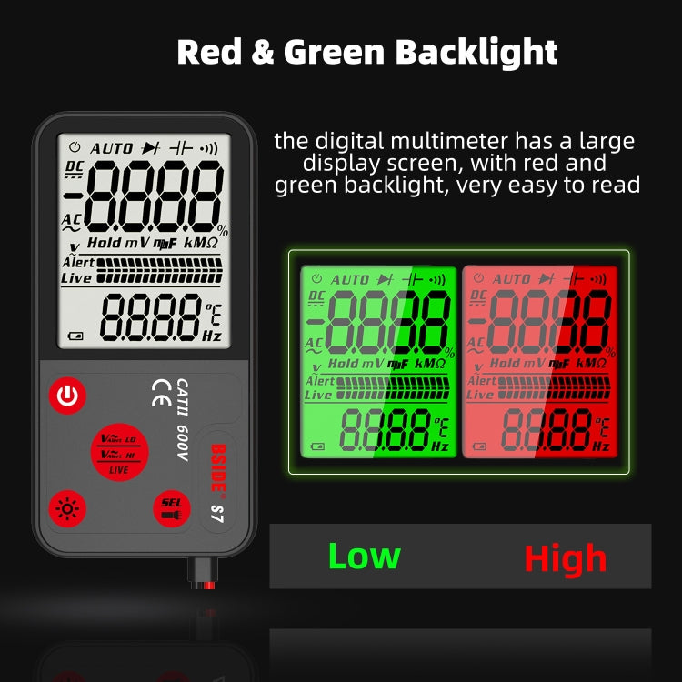 BSIDE ADMS7 Smart Thin Digital Multimeter Counts DC AC Voltmeter, Model: Charging Model With Tool Package - Digital Multimeter by BSIDE | Online Shopping UK | buy2fix