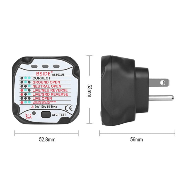 BSIDE AST01 Plug Power Tester Electrical Socket Detector US Plug - Current & Voltage Tester by BSIDE | Online Shopping UK | buy2fix