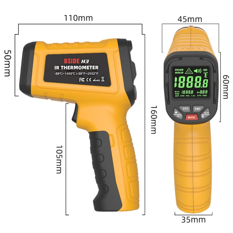 BSIDE H3 High Temperature Infrared Thermometer Handheld Non-Contact Thermometer - Thermostat & Thermometer by BSIDE | Online Shopping UK | buy2fix