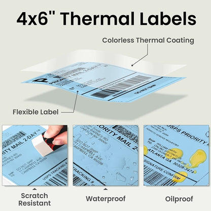 500sheets 4×6 Inch Stickers Thermal Label Paper For Phomemo PM-246S / PM-241BT / D520BT, Style: Folding Light Blue - Printer Accessories by buy2fix | Online Shopping UK | buy2fix