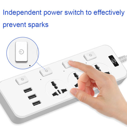 T14 2m 2500W 3 Plugs + 3-USB Ports Multifunctional Socket With Switch, Specification: US Plug (White) - Extension Socket by buy2fix | Online Shopping UK | buy2fix