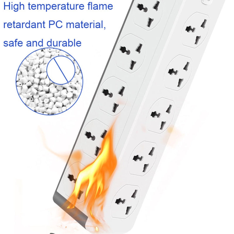 D15 2m 3000W 10 Plugs + PD + 3-USB Ports Vertical Socket With Switch, Specification: UK Plug - Extension Socket by buy2fix | Online Shopping UK | buy2fix