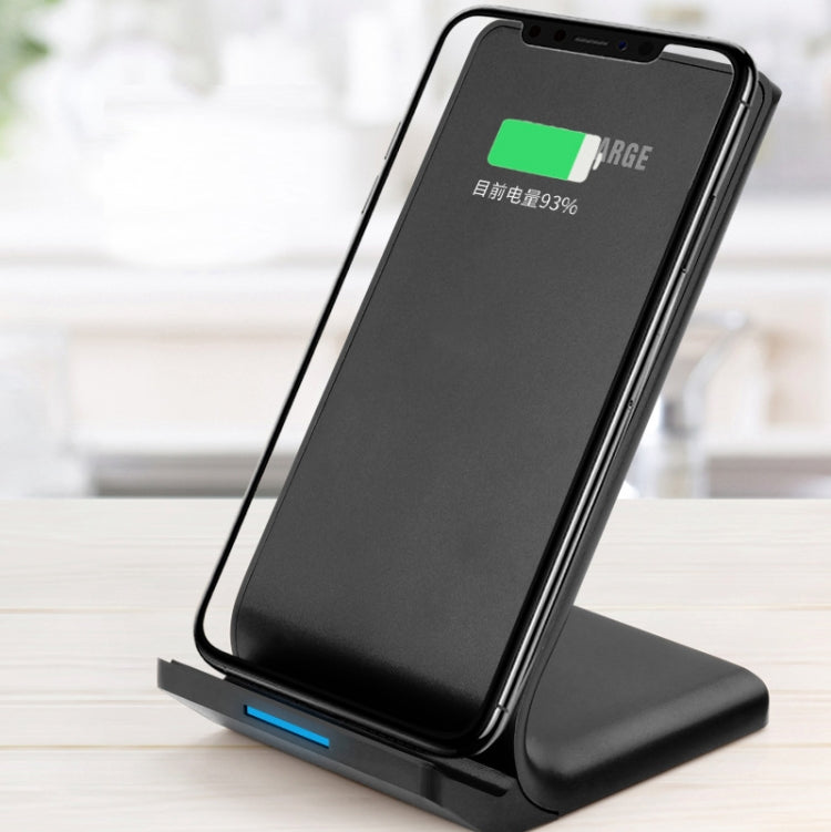 R2 10W Vertical Mobile Phone Wireless Charger Smart Fast Charge Charging Stand Desktop Stand(Black) - Apple Accessories by buy2fix | Online Shopping UK | buy2fix