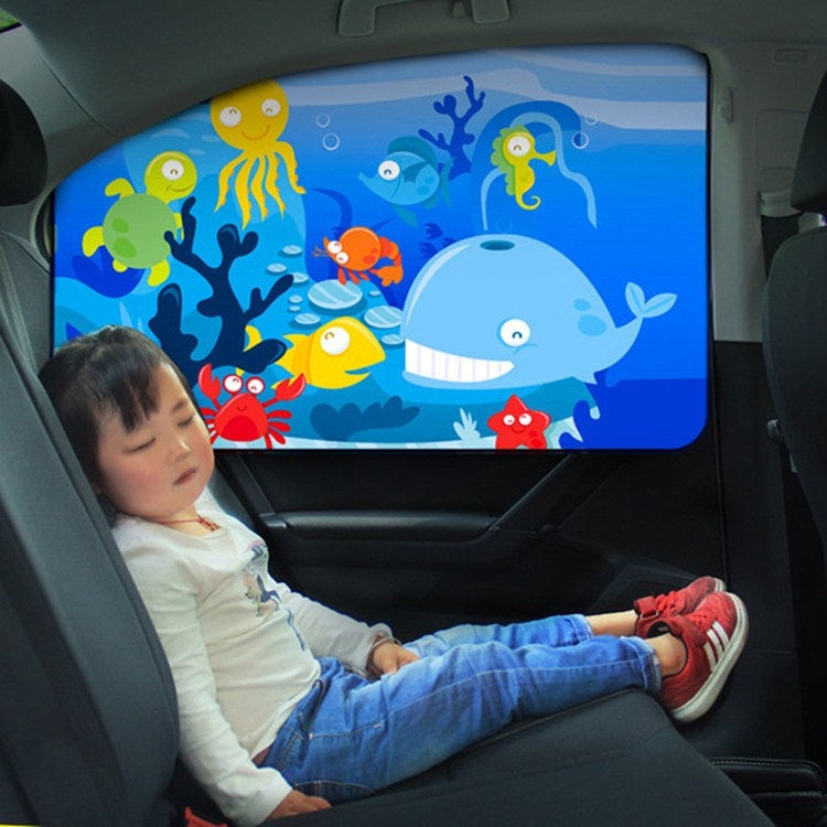 Car Cartoon Magnetic Sunshade Sunscreen Telescopic Collapsible Sunshield, Size:Rear Square(Underwater World) - Window Foils & Solar Protection by buy2fix | Online Shopping UK | buy2fix