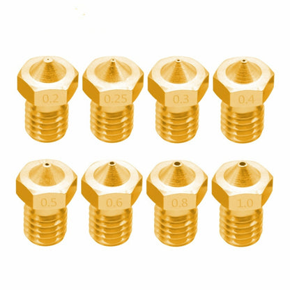 8 PCS Bugatti 3D Printer Accessories E3D-V5 V6 Nozzle M6 Thread Consumables Hot Nozzle, Size:1.75/0.2mm - Consumer Electronics by buy2fix | Online Shopping UK | buy2fix