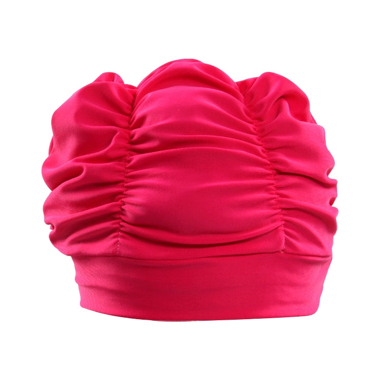 Women Earmuffs Pleated Cloth Swimming Cap(Rose) - Swimming Caps by buy2fix | Online Shopping UK | buy2fix