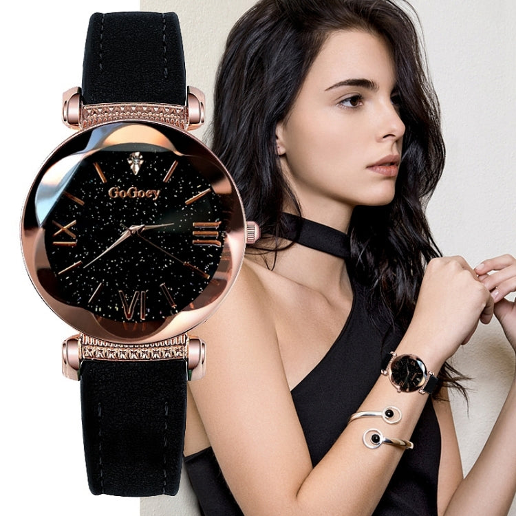 Gogoey Ladies Starry Sky Leather Belt Watch(Red) - Leather Strap Watches by Gogoey | Online Shopping UK | buy2fix