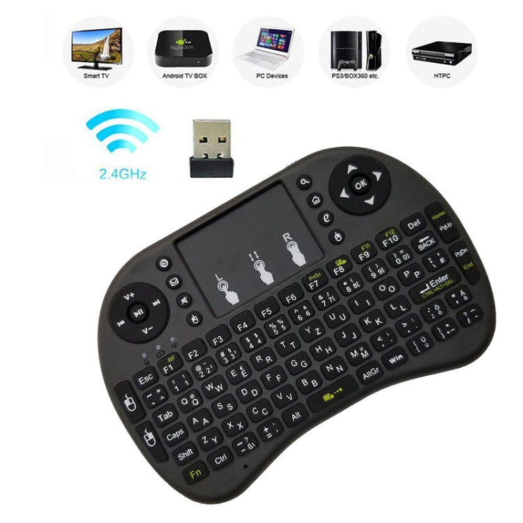 Support Language: Hebrew i8 Air Mouse Wireless Keyboard with Touchpad for Android TV Box & Smart TV & PC Tablet & Xbox360 & PS3 & HTPC/IPTV - MINI PC Accessories & Gadgets by buy2fix | Online Shopping UK | buy2fix