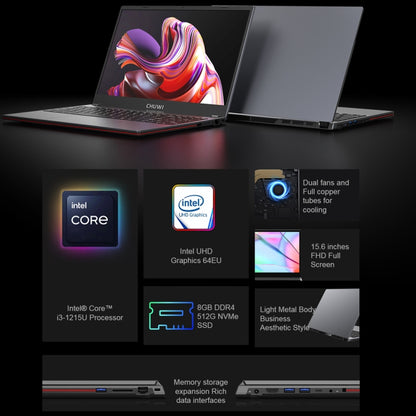 CHUWI CoreBook XPro Laptop, 15.6 inch, 8GB+512GB, Windows 11, Intel Core i3-1215U Hexa Core (Dark Gray) - CHUWI by CHUWI | Online Shopping UK | buy2fix