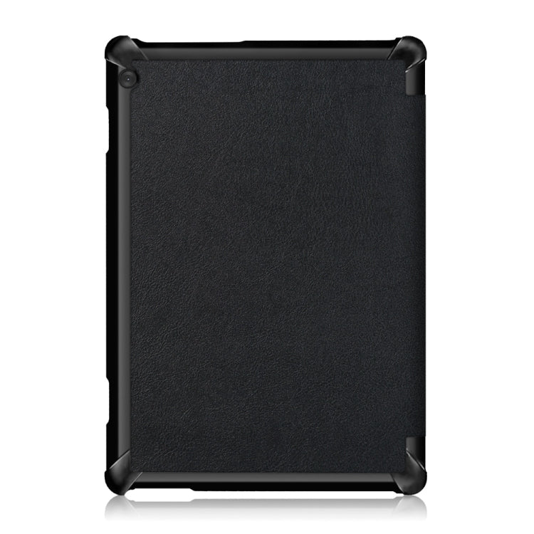 3-folding Custer Texture Deformation Flip Leather Case for Lenovo Tab M10 TB-X605F / X505F(Black) - For Lenovo by buy2fix | Online Shopping UK | buy2fix