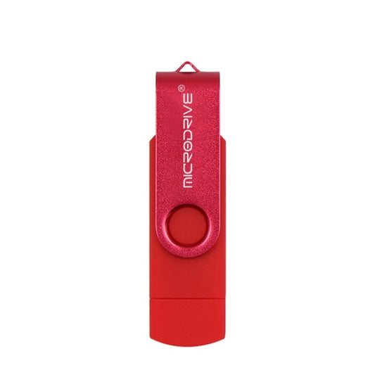 MicroDrive 32GB USB 2.0 Mobile Computer Dual-use Rotating OTG Metal U Disk (Red) - USB Flash Drives by MicroDrive | Online Shopping UK | buy2fix