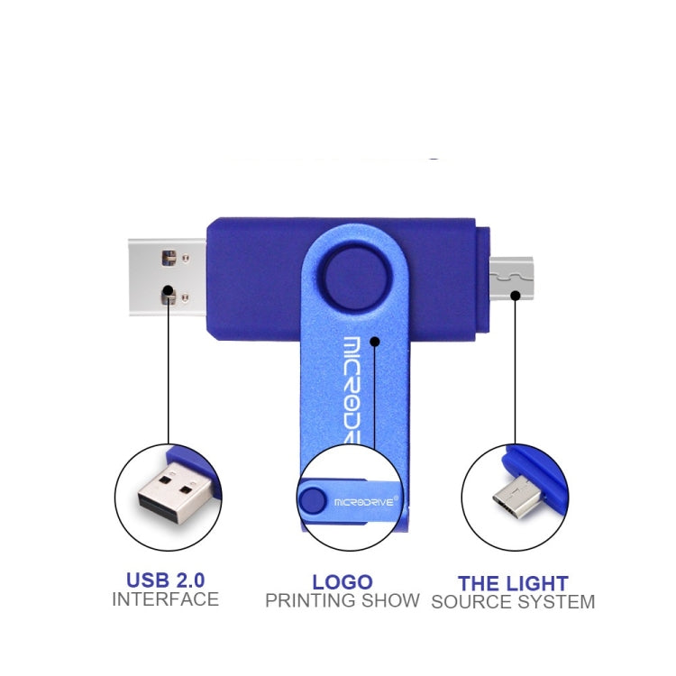 MicroDrive 32GB USB 2.0 Mobile Computer Dual-use Rotating OTG Metal U Disk (Yellow) - USB Flash Drives by MicroDrive | Online Shopping UK | buy2fix