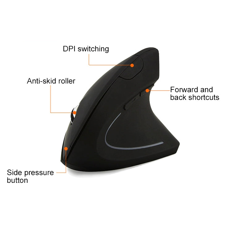 Battery Version Wireless Mouse Vertical 2.4GHz Optical Mouse (Black) - Computer & Networking by buy2fix | Online Shopping UK | buy2fix